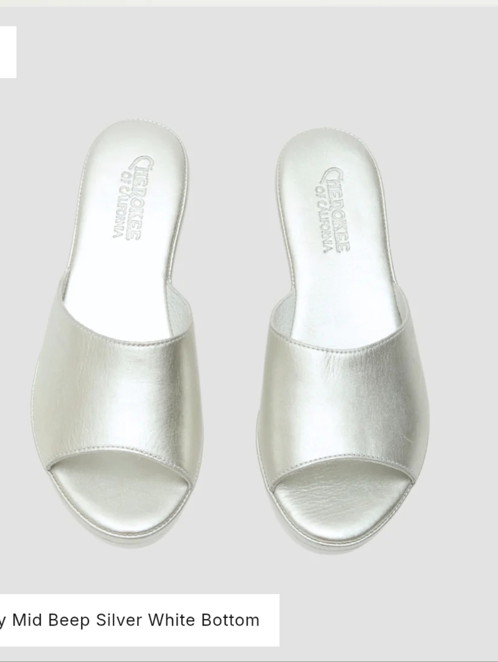 Cherokee Cindy Mid Beep Metallic Silver Slide Mules for Women